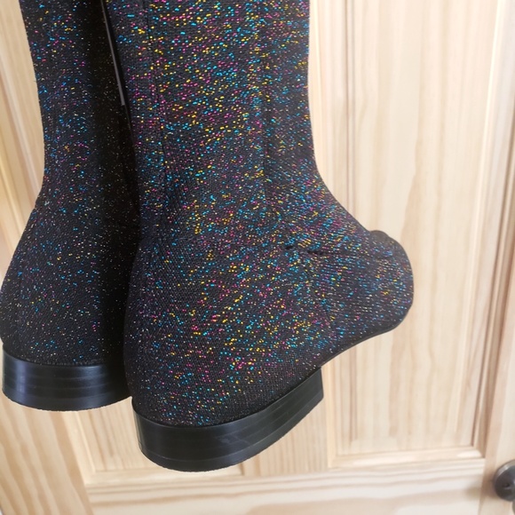 Zara FLAT MULTICOLOR Glitter Knit Pointy Toe Boots - Picture 6 of 9
